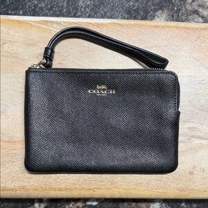 Classic Coach Textured Black Wristlet